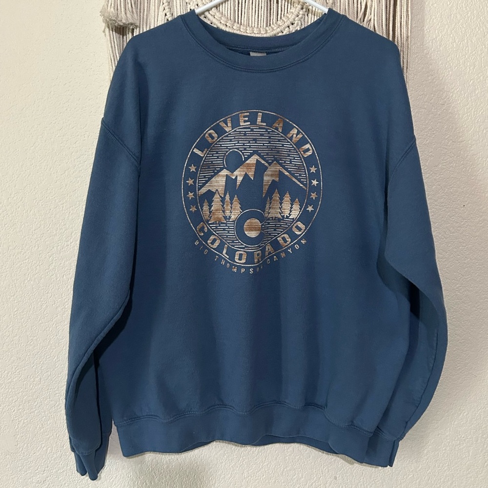 Gildan Blue Loveland Colorado Crewneck Sweater